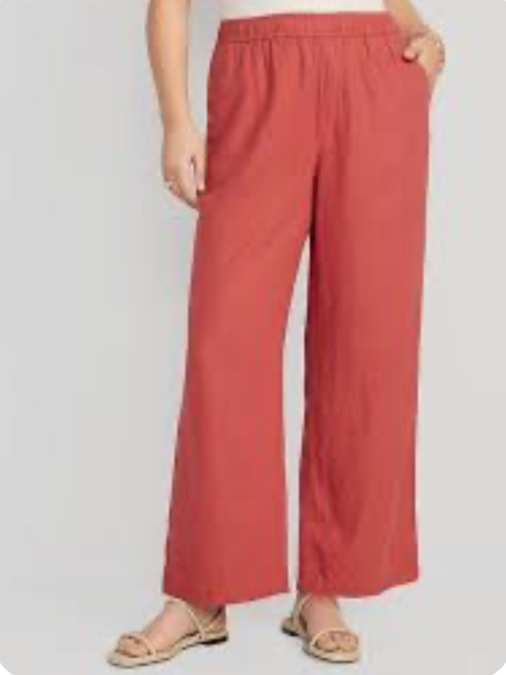 Old Navy High-Waisted Linen-Blend Wide-Leg Pants in Amberglow Large